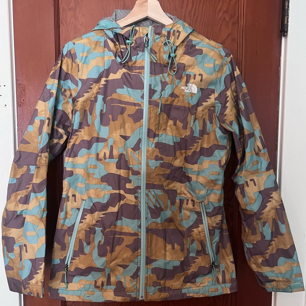 The North Face Women's Camouflage Hooded Shell Jacket - Teal & Brown